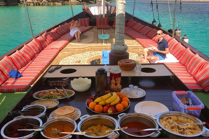 Full Day Dhow Cruise to Khor Sham with lunch & Snorkeling (Shore excursions) - Lunch, fruit, and drinks on the dhow