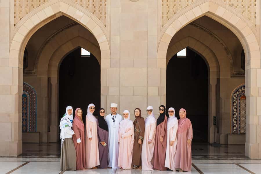 Guided Walking Tour of Sultan Qaboos Grand Mosque in Muscat - Courtyards, corridors, and gardens around the mosque