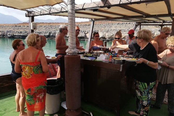 Khasab Dhow Cruise Full day, Buffet Lunch on Board, swimming - Lunch, tea, fruit, and the practical comforts