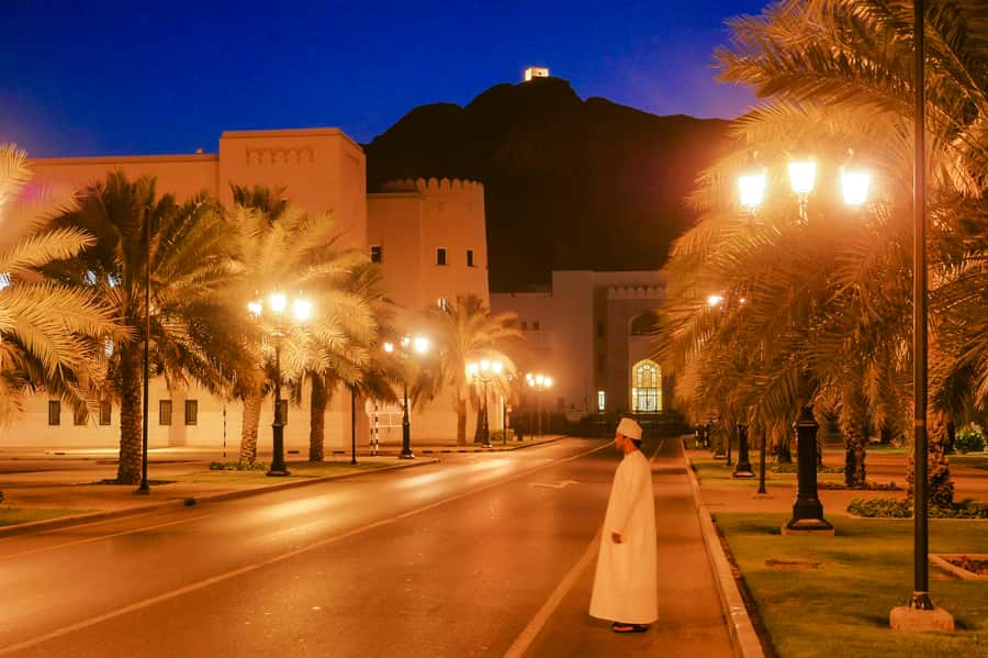 Muscat: Evening Guided City Highlights Tour by Van - Sultan Qaboos Grand Mosque: a glowing first stop