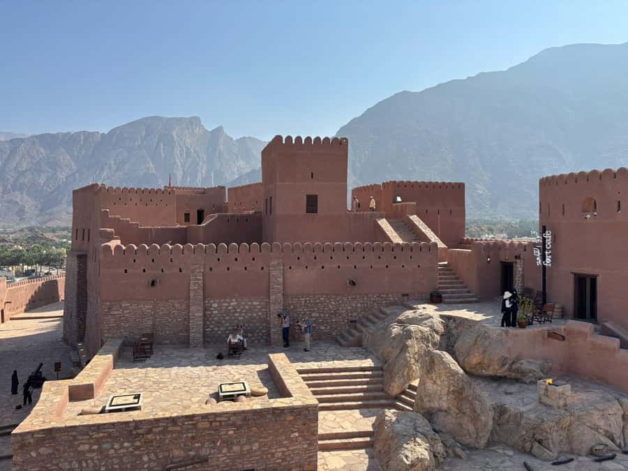Muscat: full day tour to Nakhal, Rustaq and hot springs - Nakhal Fort above the palm country